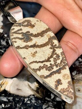 Large Fern- Like German Dendritic Agate Pendant 3”